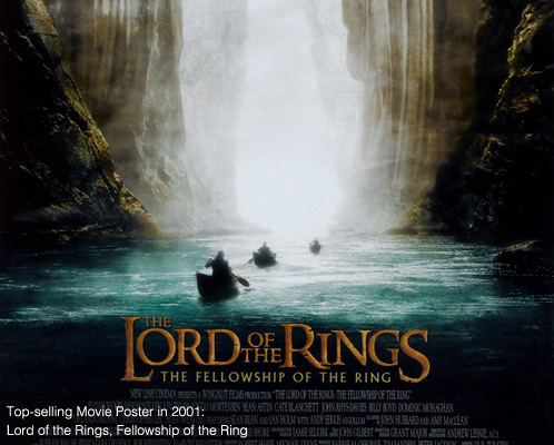 Top-Selling Movie Poster in 2001: Lord of the Rings, Fellowship of the Ring