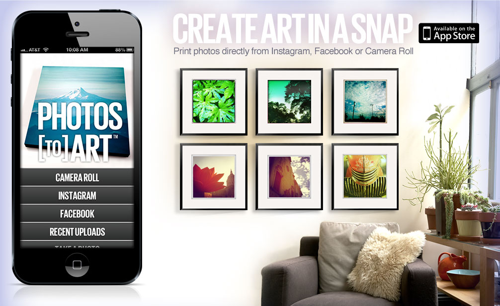 Create art in a snap. Print photos directly from Instagram or Camera Roll.