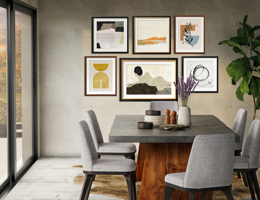 The Japandi Trend Gallery - Japandi design is where modern Scandinavian lines meet a Japanese minimalist aesthetic. This gallery will bring a zen-like calmness to your space.,Small Gallery Wall (55" X 38 Finished Size)