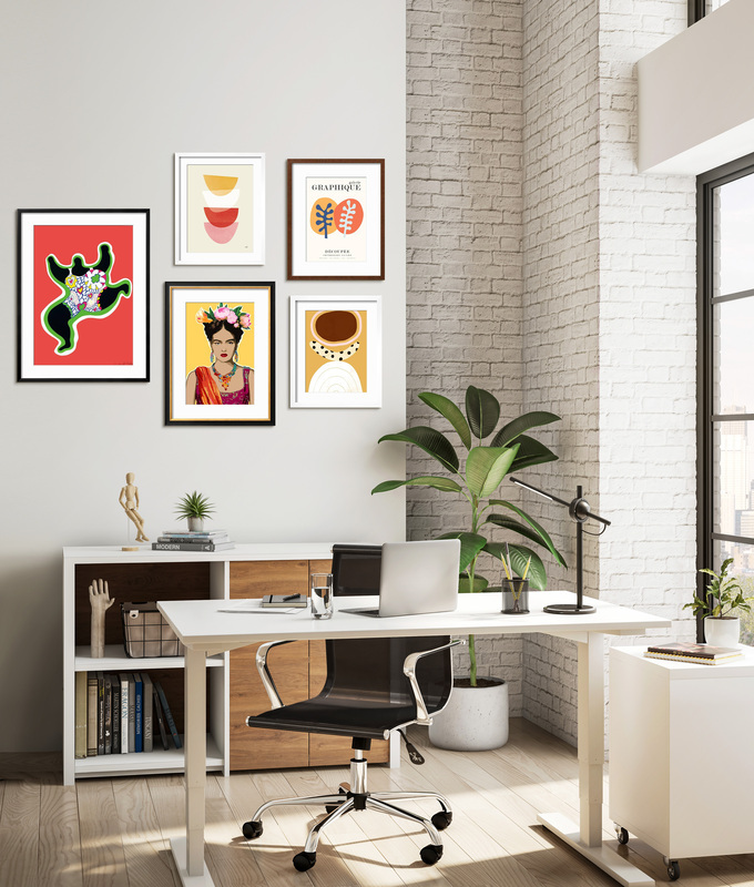 The Mood Boosting Gallery - Fun colors and funky shapes boost the mood in any room. Invigorate your space with a playful gallery wall full of these key ingredients.,Small Gallery Wall (57" X 34" Finished Size)