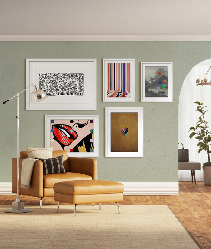 The Pop Art Lover's Gallery - The Pop Art movement flourished in the mid 50s, turning famous people and everyday objects into art. Pay homage with this bold, fun collection.,Large Gallery Wall (76" X 55" Finished Size)