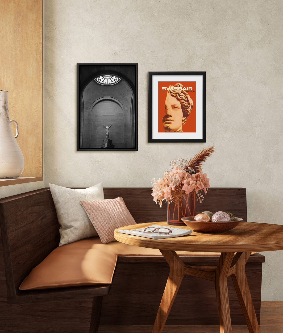 Gallery wall with Greek statue art