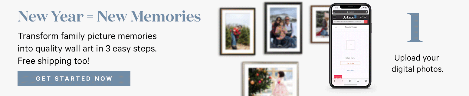New Year = New Memories. Transform family picture memories into quality wall art in 3 easy steps.
Free shipping too! 1. Upload your favorite digital photo.  2. Customize on canvas, in a frame and more starting at just $39. 3. Your customized photo art ships fast and FREE! Turn pics into art. >