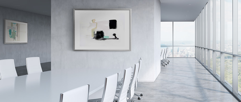 Framed abstract art prints in a business office. Office décor for your place of business.